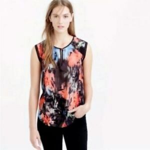 J.Crew Silk Abstract Floral Keyhole Blouse Size 00